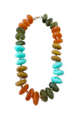 Gemelli Delray Chunky Beaded Necklace- Turquoise/Orange Mix