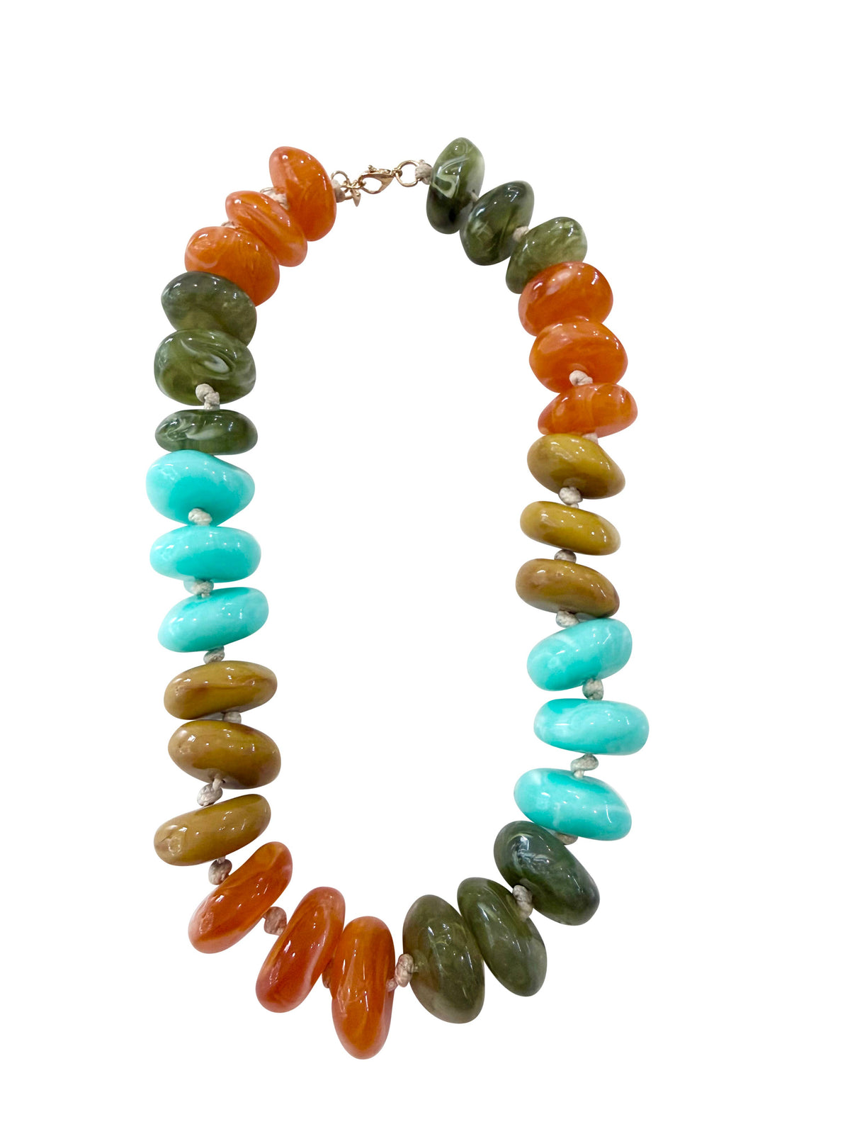 Gemelli Delray Chunky Beaded Necklace- Turquoise/Orange Mix