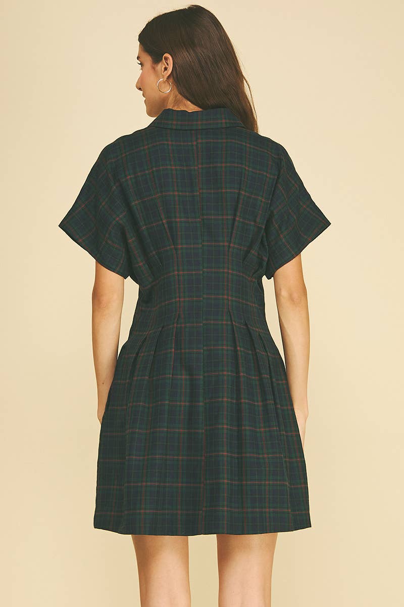 PLAID SHIRT MINI DRESS