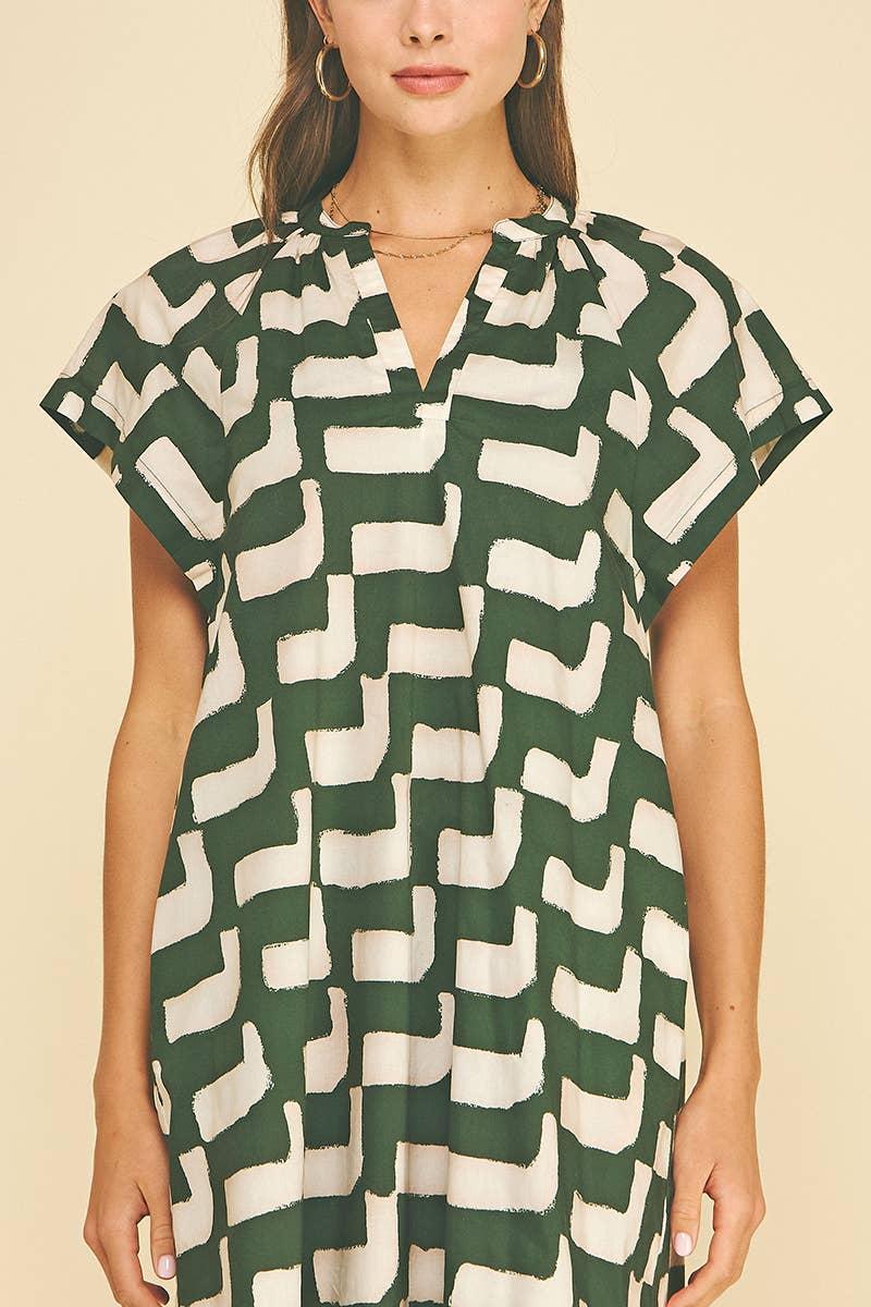 Geometric Tunic Dress Green