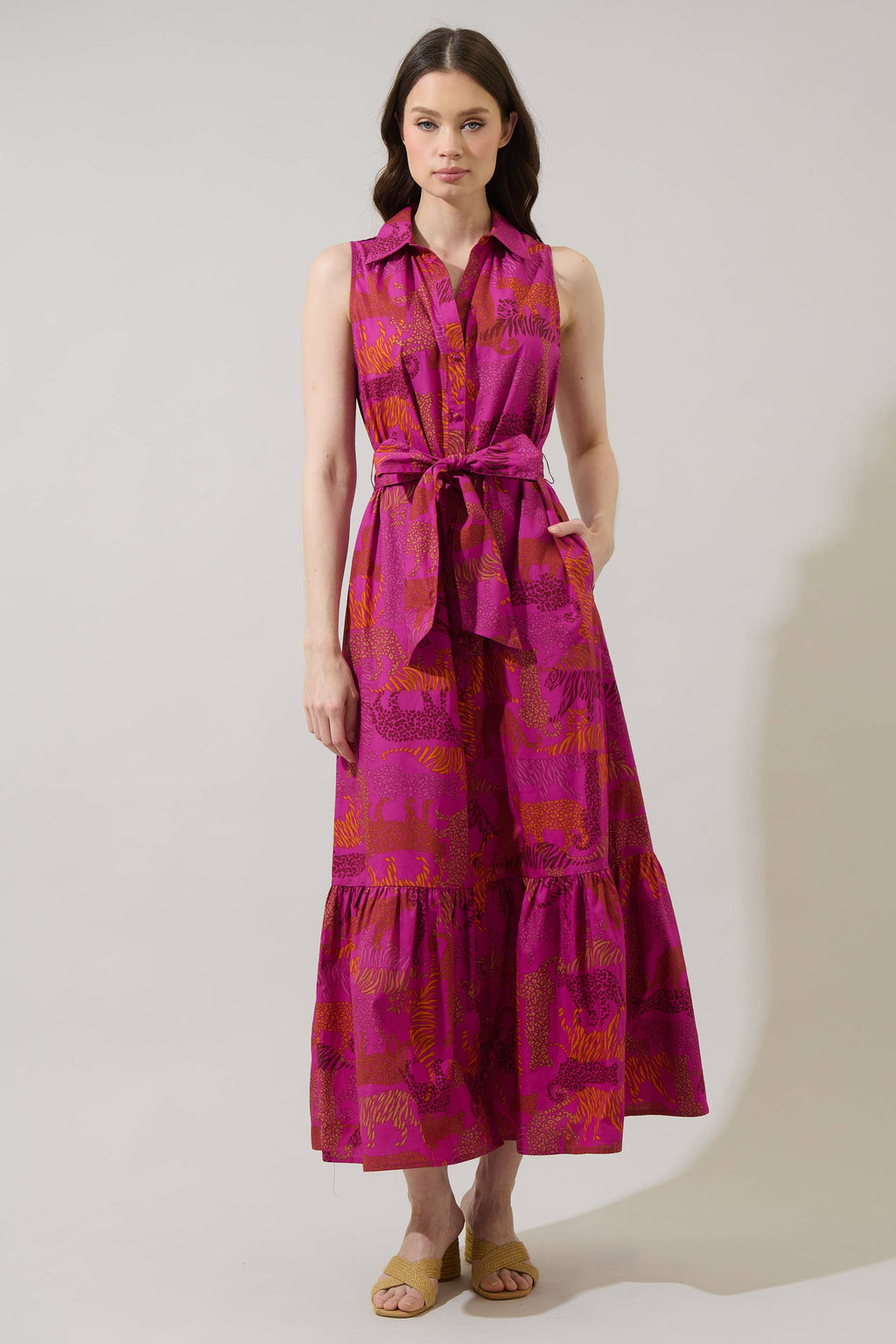In the Jungle Collared Maxi Dress