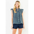 Flutter Sleeve Button Top Navy