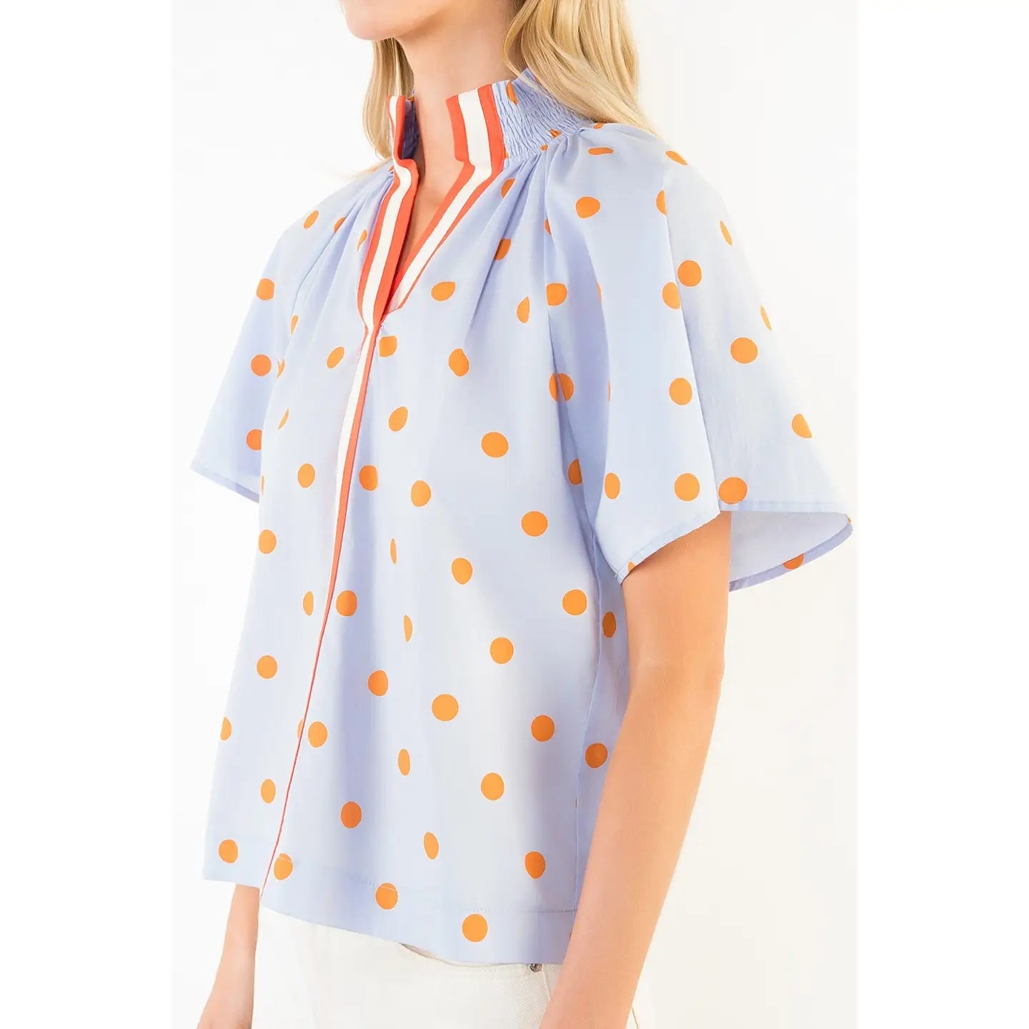Short Sleeve Polka Dot and Stripe Top
