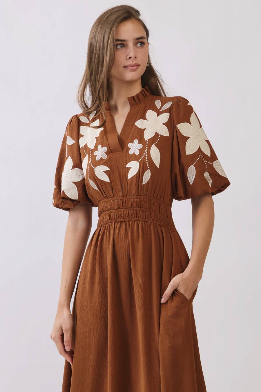 Oddi Embroidered Midi Dress