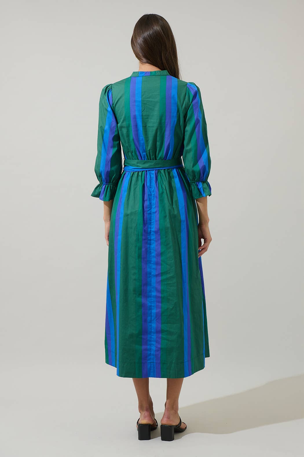 Dolary Stripe Senda Long Sleeve Maxi Dress