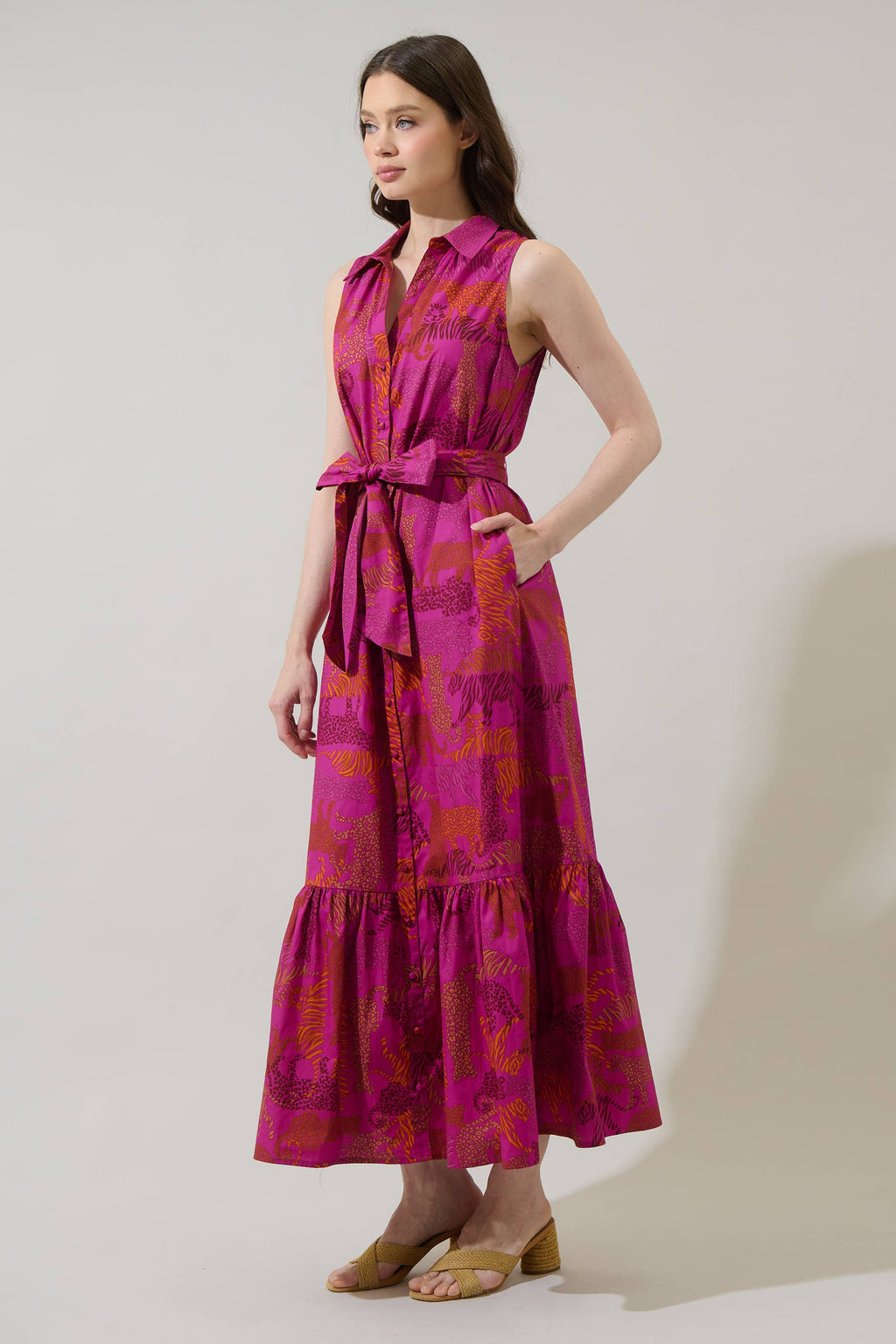 In the Jungle Collared Maxi Dress