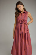 Entro Stripe Maxi with Tie Plum