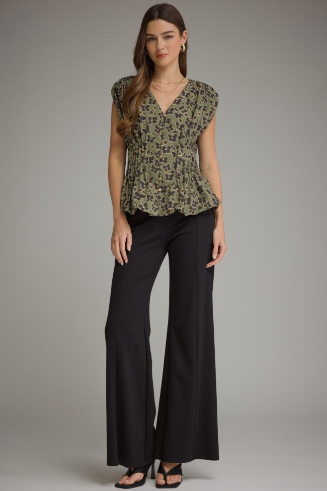 Entro Animal Print Top Olive