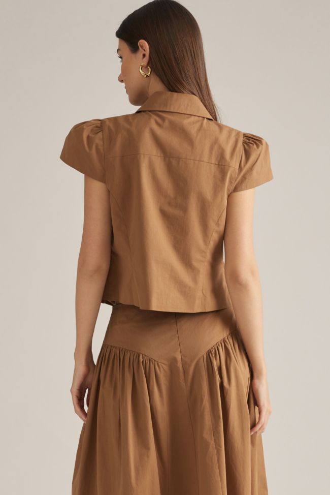 Entro Button Up Top Camel