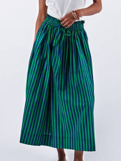 Ink and Alloy Striped Midi Skirt