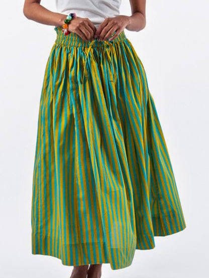 Ink and Alloy Striped Midi Skirt